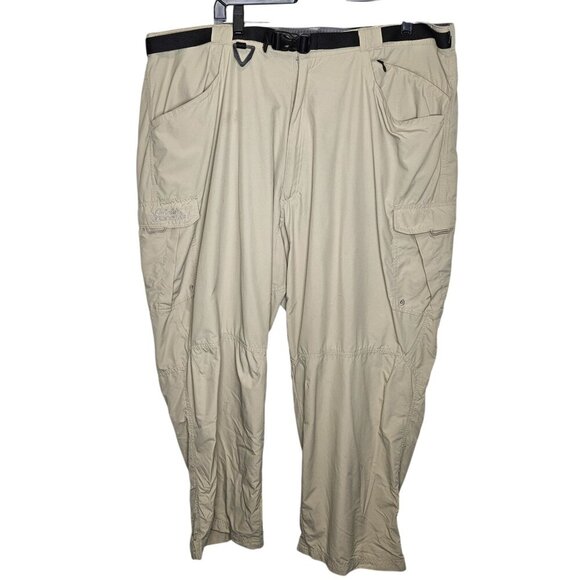 Cabelas Guidewear Beige Nylon Cargo Pants 3X 30L‎ Adjustable Belt Pockets Gorp - Picture 1 of 11
